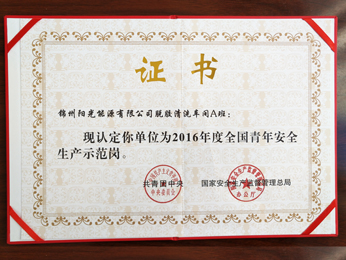2016年度全国青年安全出产示范岗